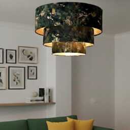 Handmade By Order Emerald Green Gold Abstract Marble Pattern Two Three Tiered Ceiling Pendant Lamp Shade - thumbnail 3