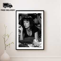 Vintage Pulp Fiction Uma Thurman Print, Hollywood Film Actor Poster, Fine Art Photography Wall Art, Museum Quality, Black & White Print - thumbnail 1
