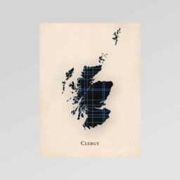 Clan Clergy Scottish Tartan Map - Of Scotland Family Wall Decor, Ready To Hang - thumbnail 2