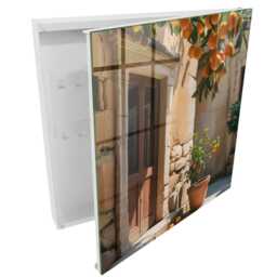 Orange Retreat Wall Mounted Key Cabinet, Box For Home, Painterly Flowers & Plants, Lovers Of Nature Harmony - thumbnail 2