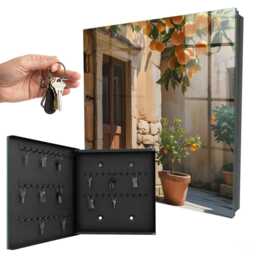 Orange Retreat Wall Mounted Key Cabinet, Box For Home, Painterly Flowers & Plants, Lovers Of Nature Harmony