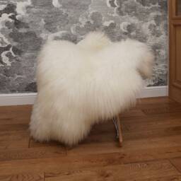 "Natural Icelandic Sheepskin Rug, Thick Fluffy Creamy White Wool Carpet - 52"" X 32" - thumbnail 3