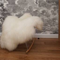 "Natural Icelandic Sheepskin Rug, Thick Fluffy Creamy White Wool Carpet - 52"" X 32" - thumbnail 2