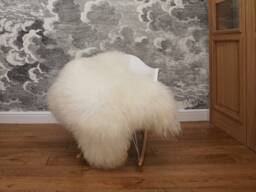 "Natural Icelandic Sheepskin Rug, Thick Fluffy Creamy White Wool Carpet - 52"" X 32" - thumbnail 1