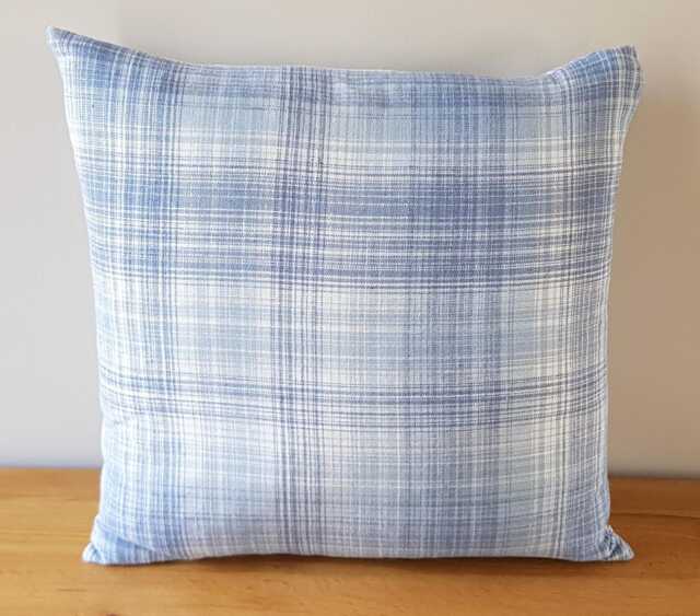 Laura Ashley Blue Williams Check Cushion Handmade 16 - image 1
