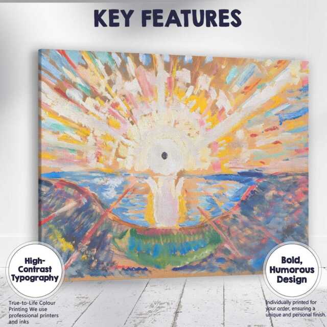 Colourful Abstract Sunrise Seascape Expressionist Painting Canvas Wall Art Print Decor Picture Ready To Hang - image 1