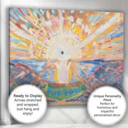 Colourful Abstract Sunrise Seascape Expressionist Painting Canvas Wall Art Print Decor Picture Ready To Hang - thumbnail 3