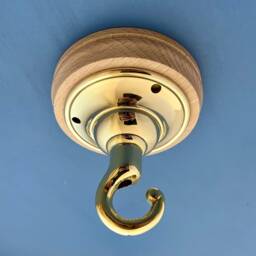 Brass Ceiling Hook Lamp Chandelier Light Wall Patras Wooden Mount Hanging Chain Antique Old - thumbnail 2