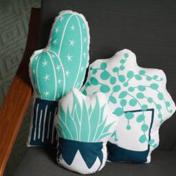 Plant Pillows, Set Of 3 Hand Made Pillows For Kids - thumbnail 2