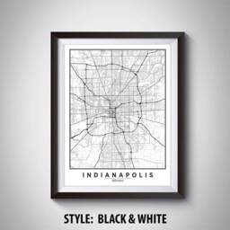 Indianapolis Map Poster Indiana Travel Wall Art - 1940S Style - thumbnail 2