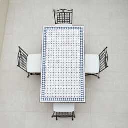 Handmade Moroccan Mosaic Table - Zellige Garden Patio Dining Wrought Iron Terrace Outdoor Furniture Unique Craftsmanship - thumbnail 2