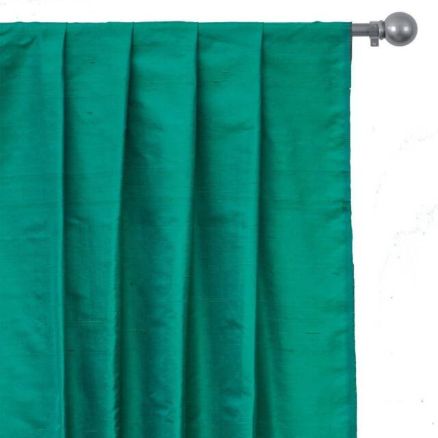 Emerald Green Silk Dupioni Curtain Panels - Rod Pocket, Grommet, Box Pleat, Three Pinch Tab Top & Plain Ring Top - image 1