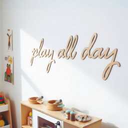 Play All Day Sign - Wall Lettering Wooden Nursery Nursery/Playroom Decor Art Bedroom Acrylic Playroom - thumbnail 1