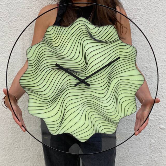 Hand-Painted Magic Waves Clock Glow in The Dark Unusual Wall Clocks - image 1