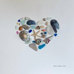 Cornish Sea Glass & Shell Heart Picture Framed Coastal Wall Art Gift For Her Anniversary Handmade in Cornwall - thumbnail 4