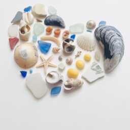 Cornish Sea Glass & Shell Heart Picture Framed Coastal Wall Art Gift For Her Anniversary Handmade in Cornwall - thumbnail 4