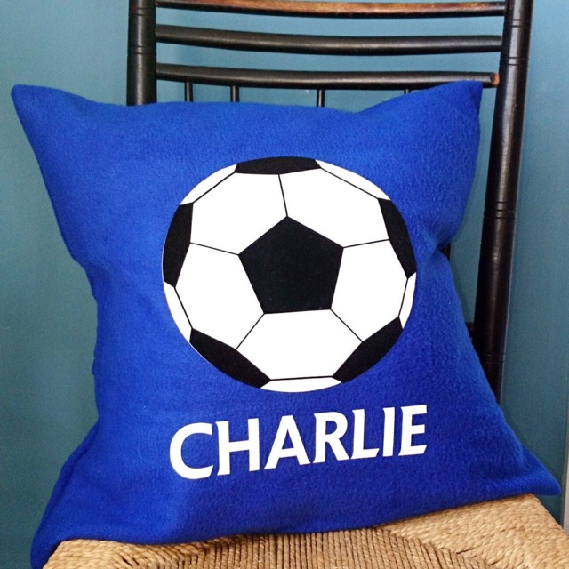 Personalised Football Fleece Cushion Soccer Fan Bedroom Decor - image 1