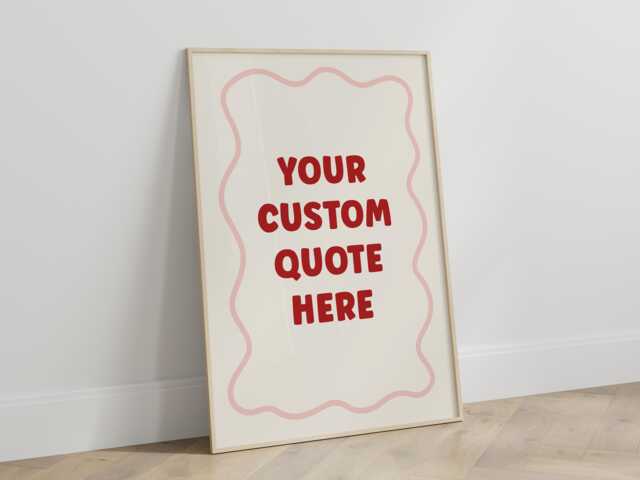 Custom Quote Print - Personalised Text Saying Phrase Song Lyrics Poster Wavy Line Trendy Decor Gift Retro Typography Wall Art Unframed - image 1