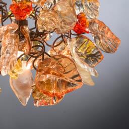 Pendant Light With Shades Of Orange Color Flowers & Leaves For Hall, Bathroom Or Children Room A Unique Hand Made Light - thumbnail 4
