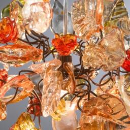 Pendant Light With Shades Of Orange Color Flowers & Leaves For Hall, Bathroom Or Children Room A Unique Hand Made Light - thumbnail 3