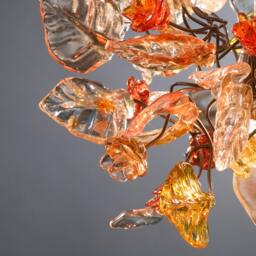 Pendant Light With Shades Of Orange Color Flowers & Leaves For Hall, Bathroom Or Children Room A Unique Hand Made Light - thumbnail 2