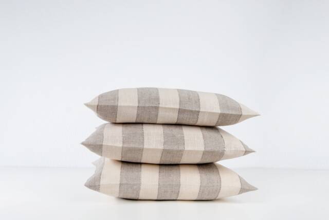 striped Linen Throw Pillow Cover With Buttons - image 1