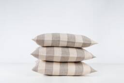 striped Linen Throw Pillow Cover With Buttons - thumbnail 1