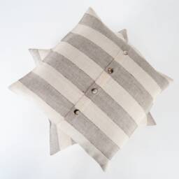 striped Linen Throw Pillow Cover With Buttons - thumbnail 2