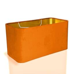 New Made To Order Pumpkin Orange Velvet Lamp Shade & Pendant Light Rounded Rectangular Shape Metallic Panels Lining - thumbnail 2