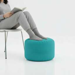 Turquoise Beanbag Ottoman Round Water Resistant Footstool Pouf - thumbnail 2