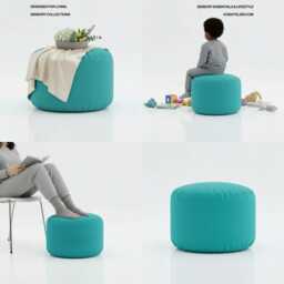 Turquoise Beanbag Ottoman Round Water Resistant Footstool Pouf - thumbnail 3