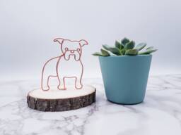 Wire English Bulldog Sculpture, Pet Memorial, Desk Decor - thumbnail 1