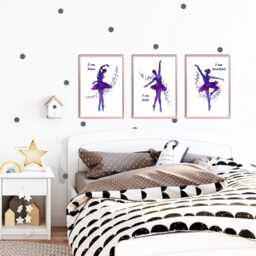 Purple Ballerina Prints Set Ballet Girl Bedroom Decor - thumbnail 2