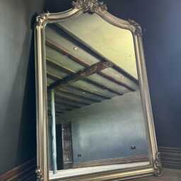 Tall Large Leaner Freestanding Full Length Shabby Chic French Ornate Arch Arched Antique Silver Dress Wall Mirror 7 Ft - thumbnail 2