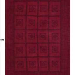 Hand Block Printed Cotton Kilim Rug Red Geometric Stair Runner - thumbnail 2