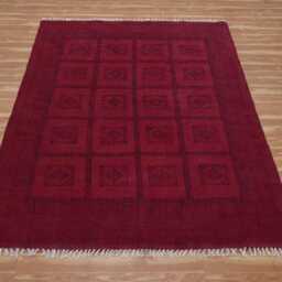 Hand Block Printed Cotton Kilim Rug Red Geometric Stair Runner - thumbnail 3