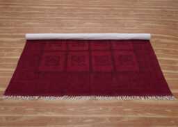 Hand Block Printed Cotton Kilim Rug Red Geometric Stair Runner - thumbnail 1