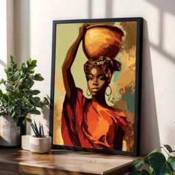 Afrocentric Wall Art Print - African Woman Carrying Pot - Poster Only - thumbnail 2