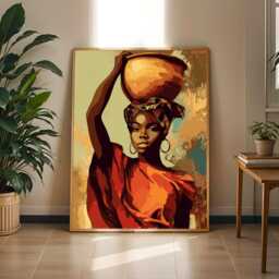 Afrocentric Wall Art Print - African Woman Carrying Pot - Poster Only - thumbnail 1