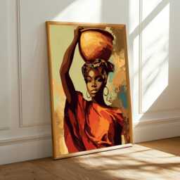 Afrocentric Wall Art Print - African Woman Carrying Pot - Poster Only - thumbnail 3