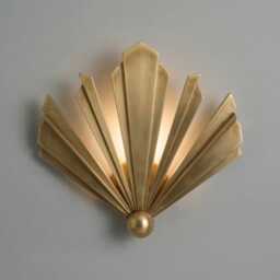 Art Deco Fan Wall Sconce - Solid Brass Sunburst Light Vintage Style Lamp - thumbnail 2