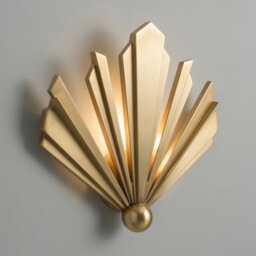 Art Deco Fan Wall Sconce - Solid Brass Sunburst Light Vintage Style Lamp - thumbnail 3