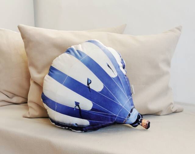 Hot Air Balloon Pillow Blue Plush Cushion, Kid's Room Decor - image 1