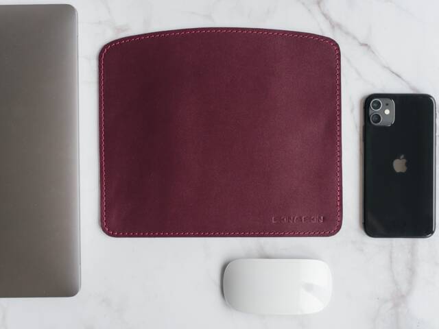Personalized Leather Mousepad, Macbook Desk Accessories, Men's Computer Mouse Pad, Custom Home Office Gift - image 1
