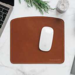 Personalized Leather Mousepad, Macbook Desk Accessories, Men's Computer Mouse Pad, Custom Home Office Gift - thumbnail 2