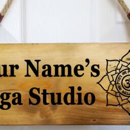 Personalised Yoga Studio Sign, Lotus Flower Wall Plaque, Wooden Namaste Meditation Room Decor, Retreat Gift - thumbnail 2