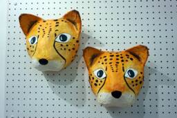 Paper Mache Cheetah Head, Tina. Savanna Creature, Colorful Wall Decor - thumbnail 1