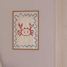 Minimalist Crab Print Coastal Doodle Art, Nautical Home Decor - thumbnail 3