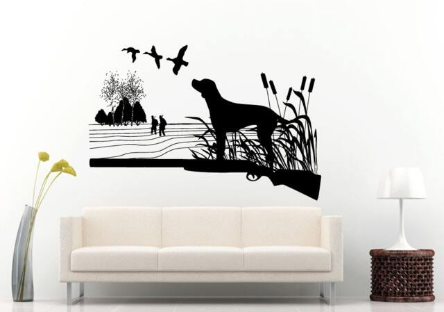 Hunting Dog Bread Ducks Rifle Collage Sport Wall Decal Vinyl Sticker Mural Room Decor L730 - image 1