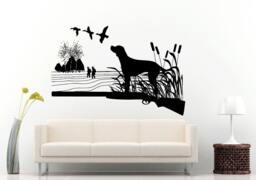 Hunting Dog Bread Ducks Rifle Collage Sport Wall Decal Vinyl Sticker Mural Room Decor L730 - thumbnail 1